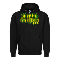 Black Happy St. Patrick's Day Zipper Hoodie - HowdyJamesFarm