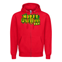 Red Happy St. Patrick's Day Zipper Hoodie - HowdyJamesFarm