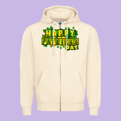 Happy St. Patrick's Day Zipper Hoodie Designed By Howdyjamesfarm
