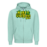 Seafoam Happy St. Patrick's Day Zipper Hoodie - HowdyJamesFarm