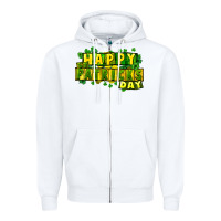 White Happy St. Patrick's Day Zipper Hoodie - HowdyJamesFarm