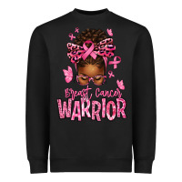 Black brest cancer warrior afro messy bun Heavyweight Sweatshirt - texasbilliewilder
