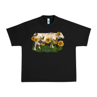 Black charolais cow with sunflower Urban Heavy Tee - LillyAllenDesigns