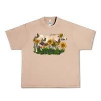 Burro charolais cow with sunflower Urban Heavy Tee - LillyAllenDesigns