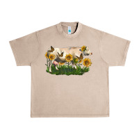 French Oak charolais cow with sunflower Urban Heavy Tee - LillyAllenDesigns