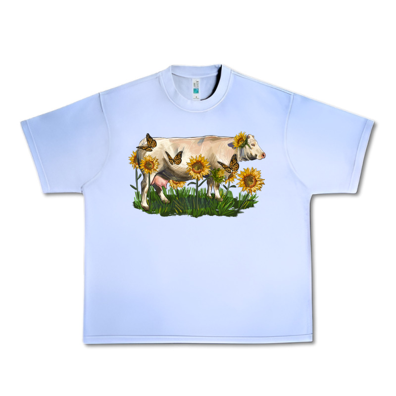 Charolais Cow With Sunflower Urban Heavy Tee by LillyAllenDesigns | Teevron