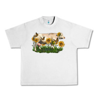 Lunar Rock charolais cow with sunflower Urban Heavy Tee - LillyAllenDesigns