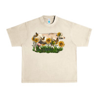 Sandshell charolais cow with sunflower Urban Heavy Tee - LillyAllenDesigns