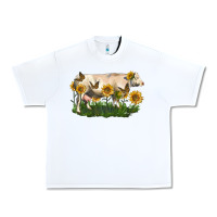White charolais cow with sunflower Urban Heavy Tee - LillyAllenDesigns