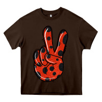 Chocolate Brown Ladybug Peace Sign Heavy Core Tee - Jasminsmagicworld
