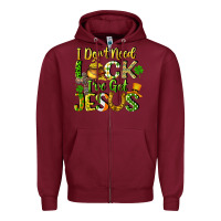 Burgundy I don't need luck i've got Jesus Zipper Hoodie - CowGirlArtShop