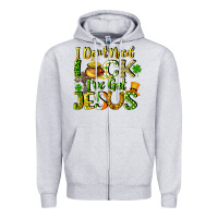 Heather Grey I don't need luck i've got Jesus Zipper Hoodie - CowGirlArtShop