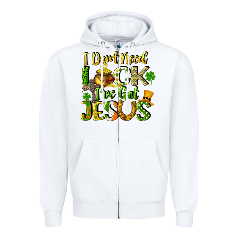 I Don't Need Luck I've Got Jesus Zipper Hoodie by CowGirlArtShop | Teevron