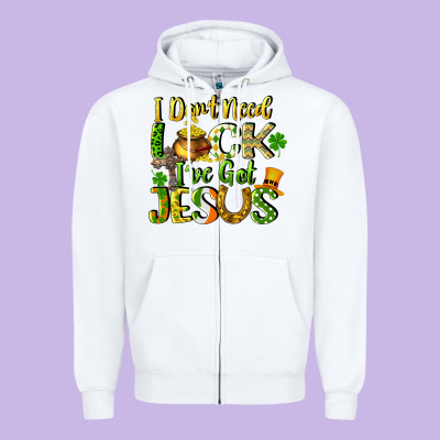 I Don't Need Luck I've Got Jesus Zipper Hoodie Designed By Cowgirlartshop
