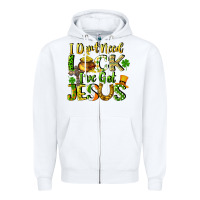 White I don't need luck i've got Jesus Zipper Hoodie - CowGirlArtShop