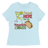 Baby Blue i'm here for the margaritas and tacos Ladies Tee - MaliasSmallBusiness