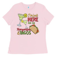 Bubblegum Pink i'm here for the margaritas and tacos Ladies Tee - MaliasSmallBusiness