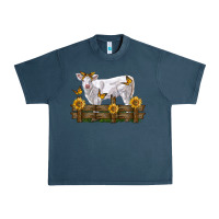 Midnight Navy charolais calf with sunflowers Urban Heavy Tee - LillyAllenDesigns