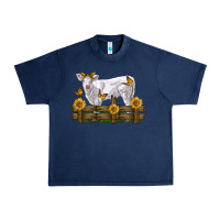Navy charolais calf with sunflowers Urban Heavy Tee - LillyAllenDesigns