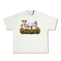 Pistachio charolais calf with sunflowers Urban Heavy Tee - LillyAllenDesigns