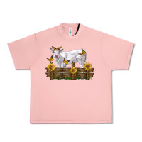 Salmon charolais calf with sunflowers Urban Heavy Tee - LillyAllenDesigns