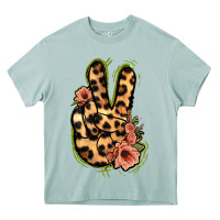 Arona Leopard Floral Peace Sign Heavy Core Tee - Jasminsmagicworld