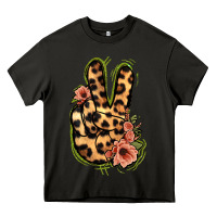 Asphalt Leopard Floral Peace Sign Heavy Core Tee - Jasminsmagicworld