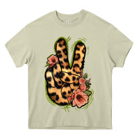 Leopard Floral Peace Sign Heavy Core Tee | Teevron