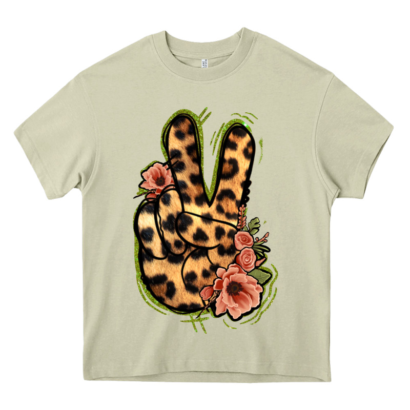 Leopard Floral Peace Sign Heavy Core Tee by Jasminsmagicworld | Teevron