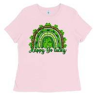 Bubblegum Pink st. patrick's day happy go lucky Ladies Tee - RanaPortraitStore