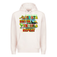 Pale Pink Fiesta siesta tequila repeat Premium Hoodie - FaDigitalArtStudio