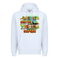White Fiesta siesta tequila repeat Premium Hoodie - FaDigitalArtStudio