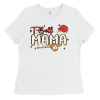 White t ball mama baseball Ladies Tee - MaliasSmallBusiness