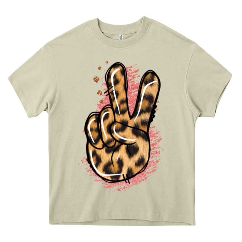 Pink Glitter Leopard Peace Sign Heavy Core Tee by Jasminsmagicworld | Teevron