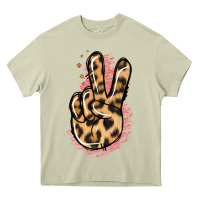 Mossy Pink Glitter Leopard Peace Sign Heavy Core Tee - Jasminsmagicworld