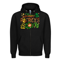 Black Happy St. Patrick's Day Zipper Hoodie - HowdyJamesFarm