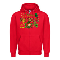 Red Happy St. Patrick's Day Zipper Hoodie - HowdyJamesFarm
