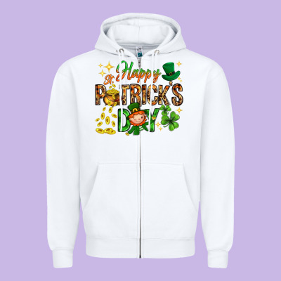 Happy St. Patrick's Day Zipper Hoodie Designed By Howdyjamesfarm