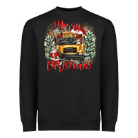 Black merry christmas school bus Heavyweight Sweatshirt - texasbilliewilder
