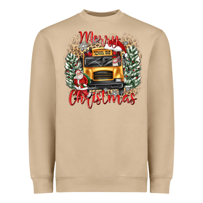 Merry Christmas School Bus Heavyweight Sweatshirt by texasbilliewilder | Teevron