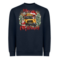 Navy merry christmas school bus Heavyweight Sweatshirt - texasbilliewilder