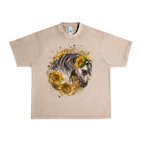 French Oak arabian horse with sunflowers Urban Heavy Tee - LillyAllenDesigns