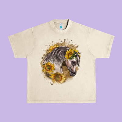 Arabian Horse With Sunflowers Urban Heavy Tee Designed By Lillyallendesigns