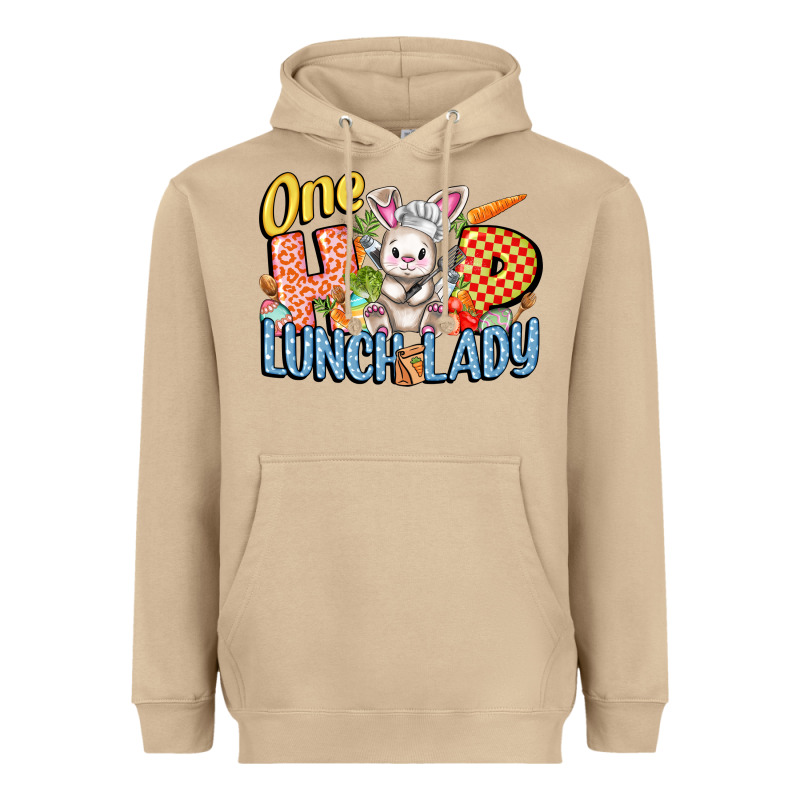 One Hip Lunch Lady Easter Day Heavyweight Hoodie by FaDigitalArtStudio | Teevron