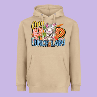 One Hip Lunch Lady Easter Day Heavyweight Hoodie Designed By Fadigitalartstudio