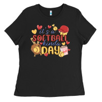 Black it's a softball kinda day Ladies Tee - MaliasSmallBusiness
