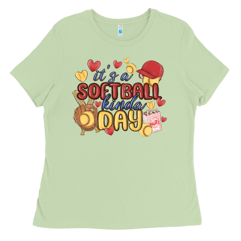 It's A Softball Kinda Day Ladies Tee by MaliasSmallBusiness | Teevron