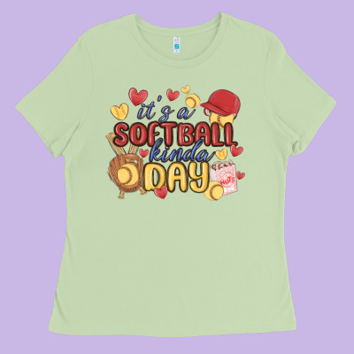 It's A Softball Kinda Day Ladies Tee Designed By Maliassmallbusiness