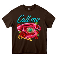 Chocolate Brown call me roses and pink telephone Heavy Core Tee - AdoDesignShop