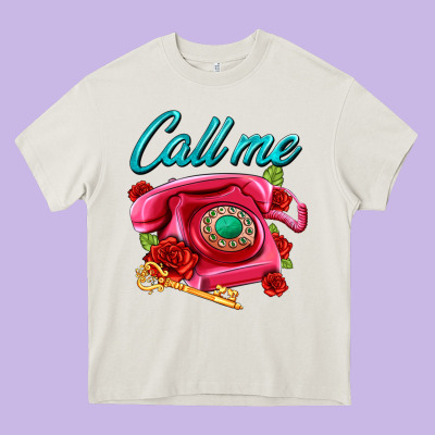 Call Me Roses And Pink Telephone Heavy Core Tee Designed By Adodesignshop